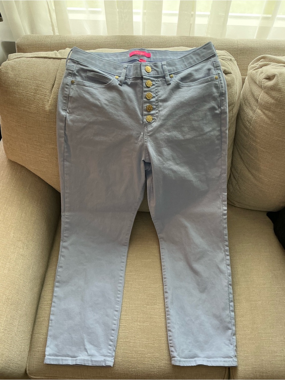 Lilly Pulitzer Light Blue High-Rise Button-Front Jeans